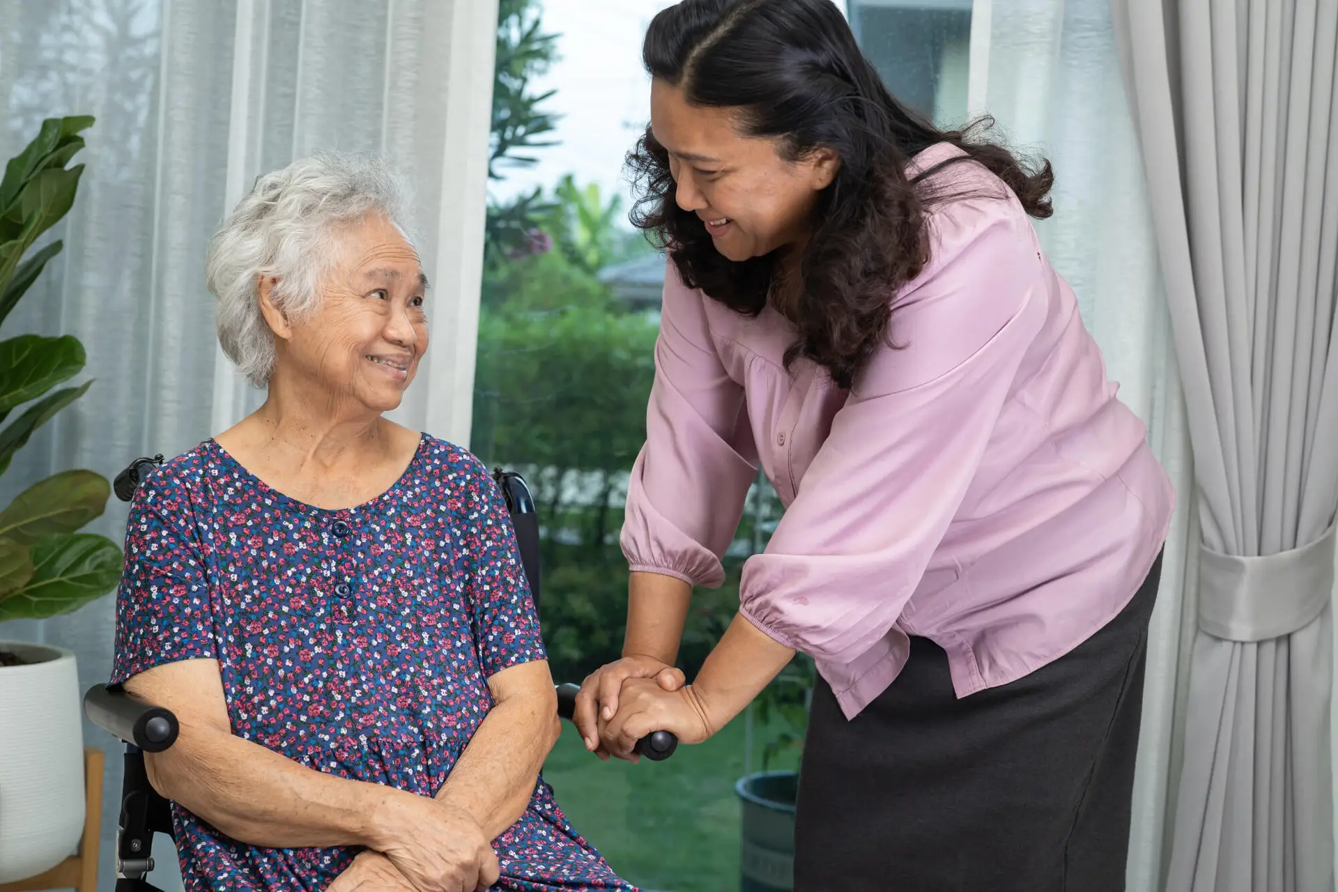 Compassionate caregiver with senior